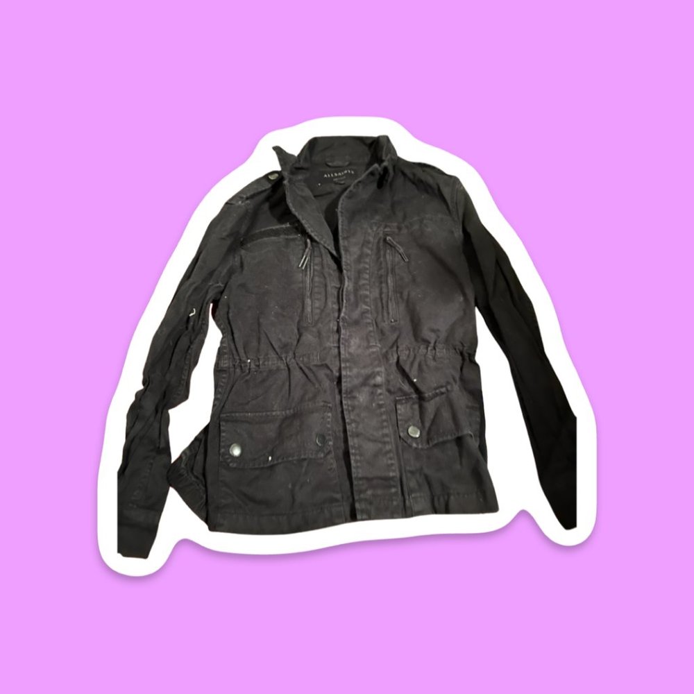 All Saints Large Black Jacket - Denim Medium Women's
